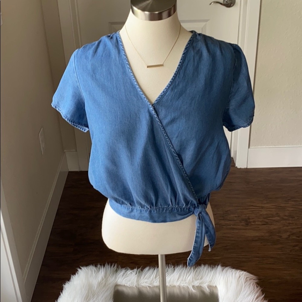 Francescas denim wrap top!